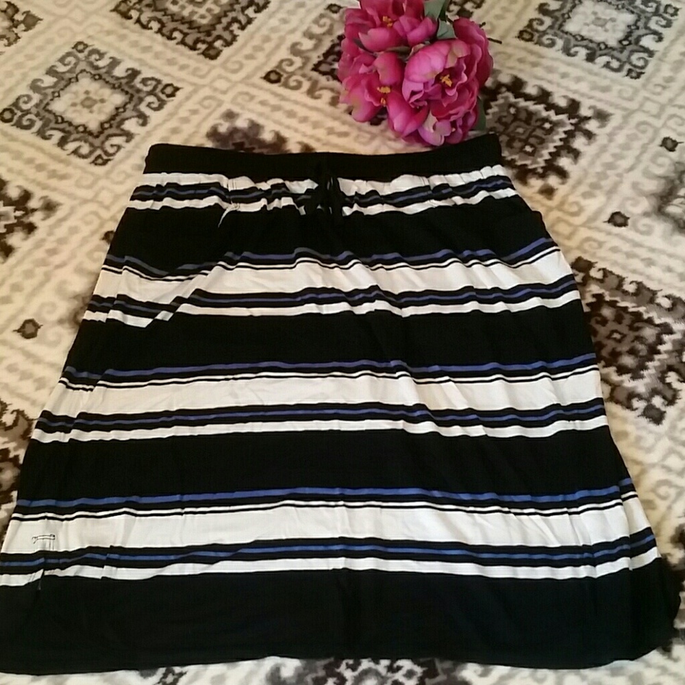Max Studio black and blue stripe skirt